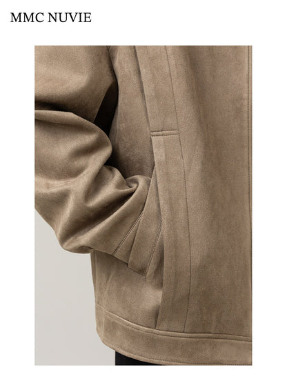 Men's Vintage Contrast Collar Zip-Up Jacket