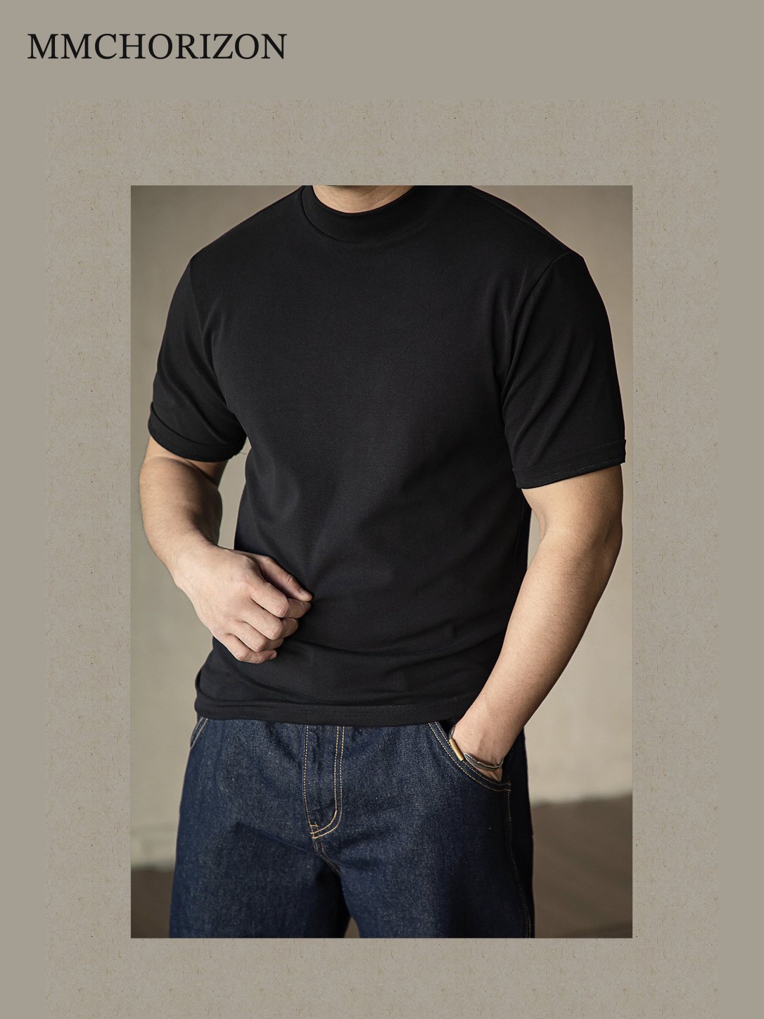 Men's Heavyweight Stretch Mock Neck T-Shirt