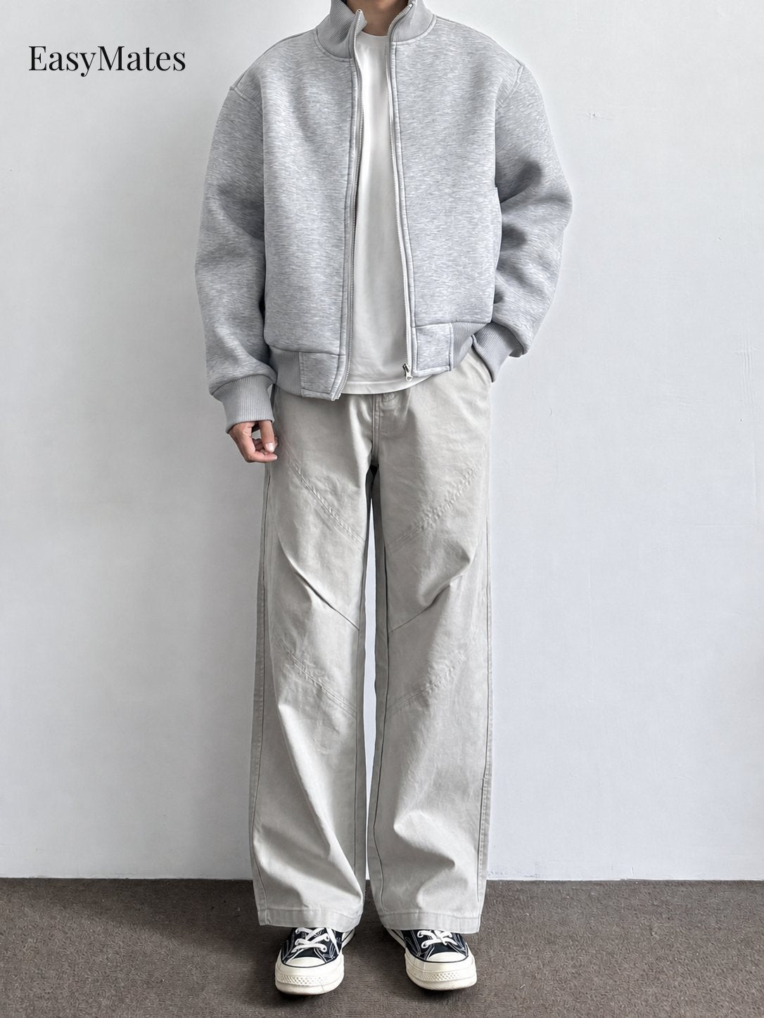 Men's Stand Collar Zip-Up Casual Jacket