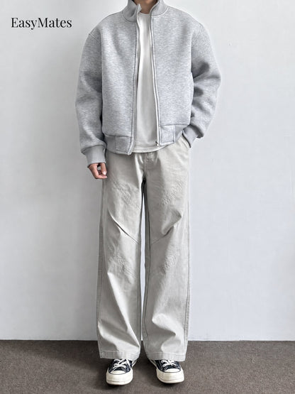 Men's Stand Collar Zip-Up Casual Jacket