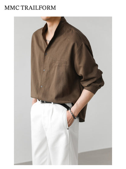 Men's Relaxed Lyocell Stand Collar Shirt