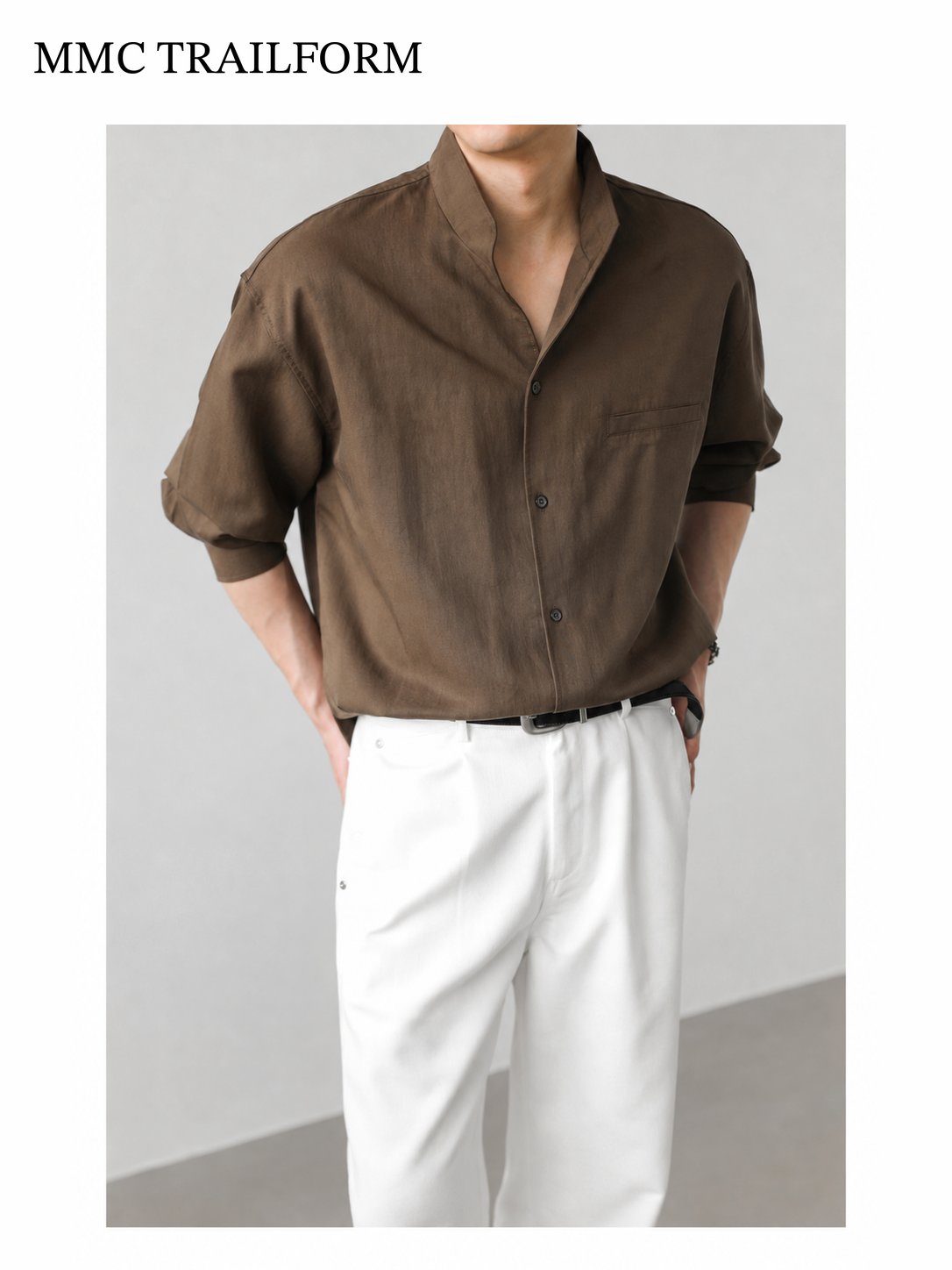 Men's Relaxed Lyocell Stand Collar Shirt