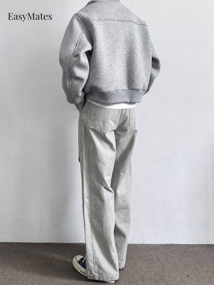 Men's Stand Collar Zip-Up Casual Jacket