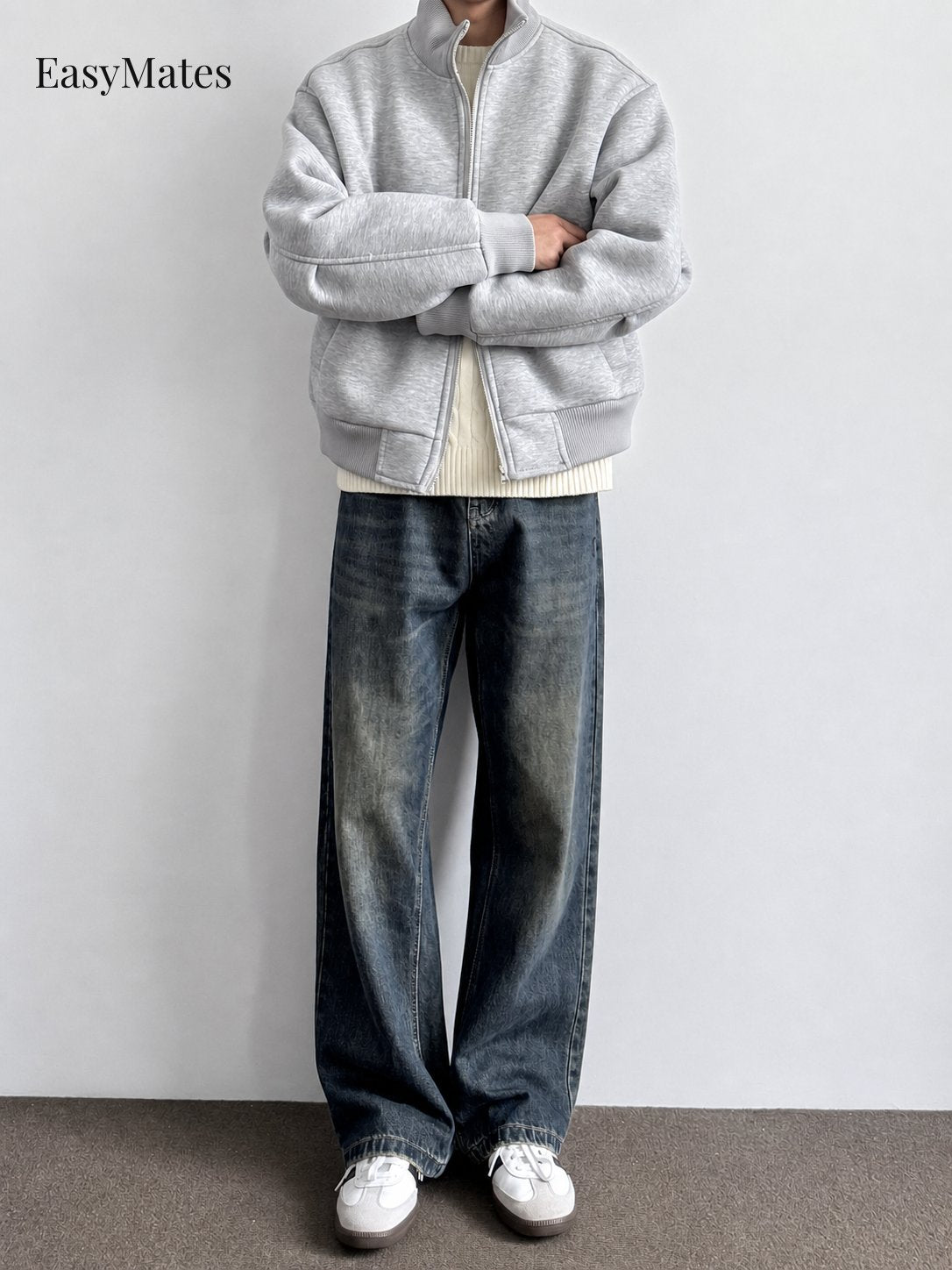 Men's Stand Collar Zip-Up Casual Jacket