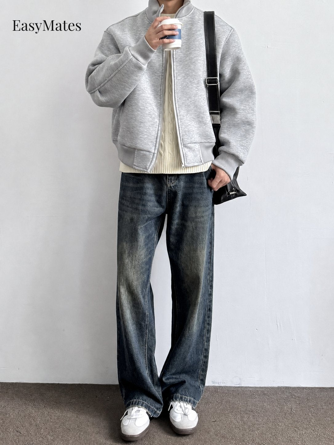 Men's Stand Collar Zip-Up Casual Jacket