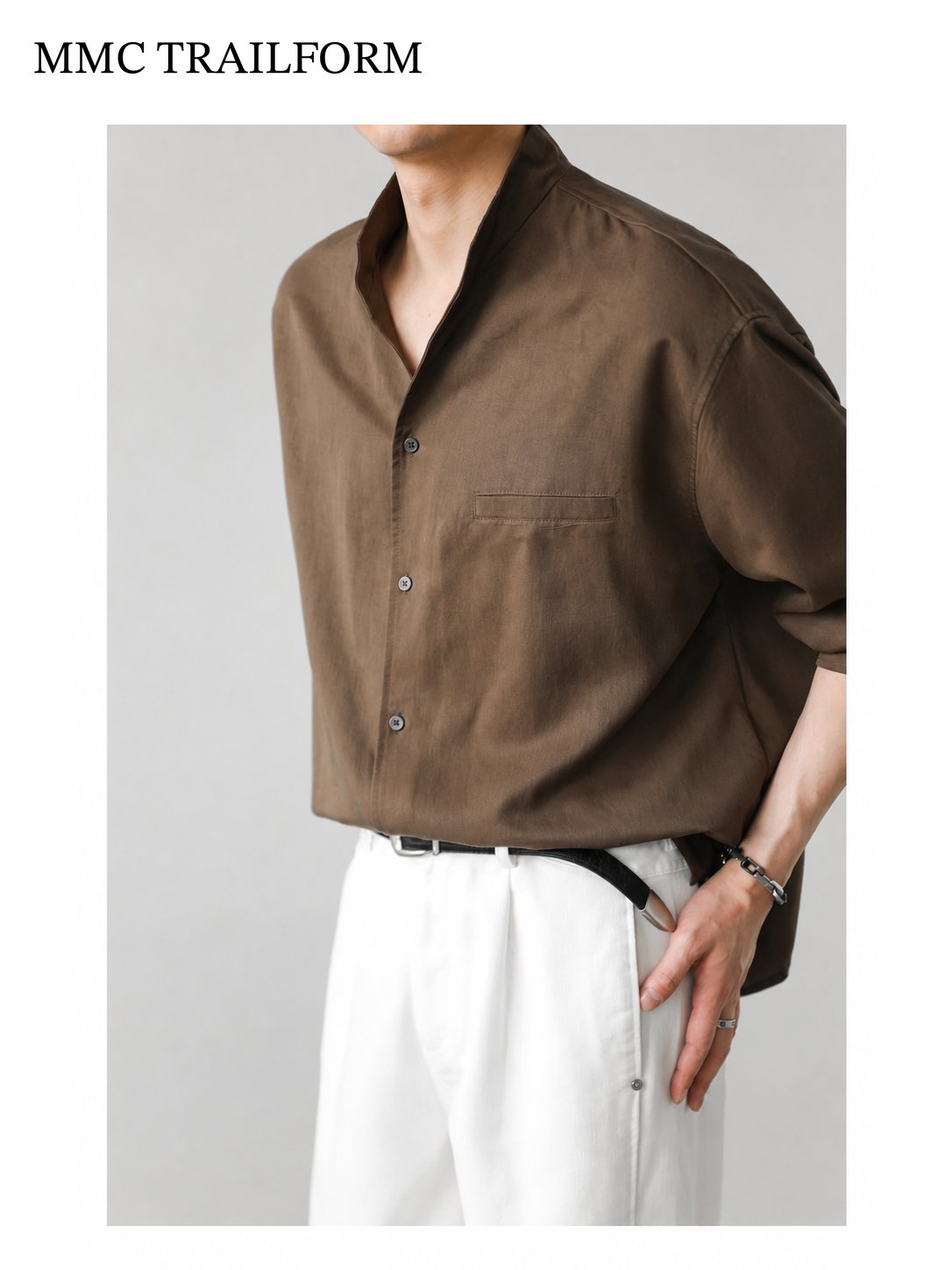 Men's Relaxed Lyocell Stand Collar Shirt