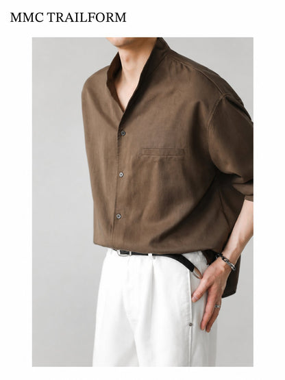 Men's Relaxed Lyocell Stand Collar Shirt