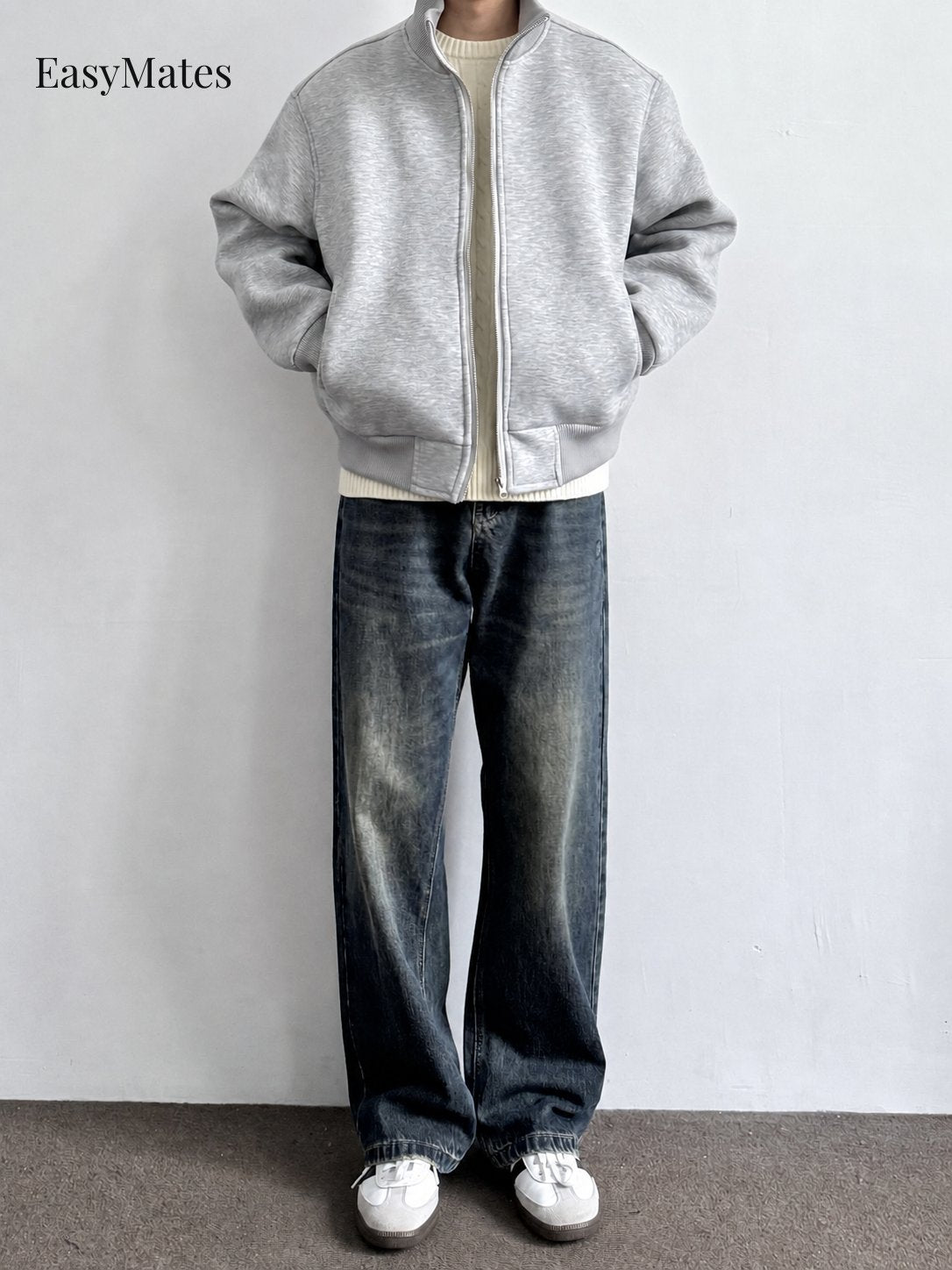 Men's Stand Collar Zip-Up Casual Jacket