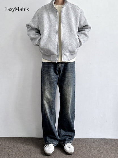 Men's Stand Collar Zip-Up Casual Jacket