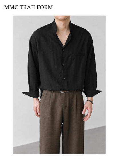 Men's Relaxed Lyocell Stand Collar Shirt
