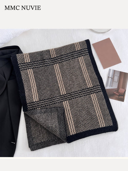 Unisex Vintage Plaid Winter Scarf
