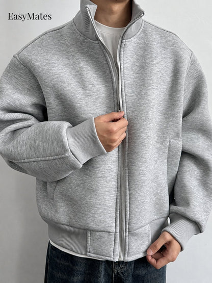 Men's Stand Collar Zip-Up Casual Jacket