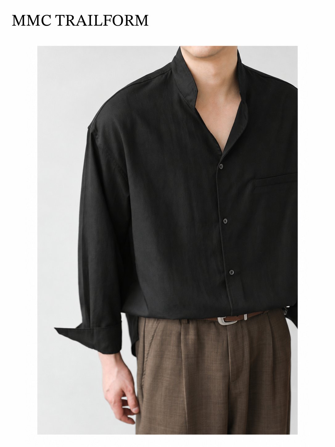 Men's Relaxed Lyocell Stand Collar Shirt