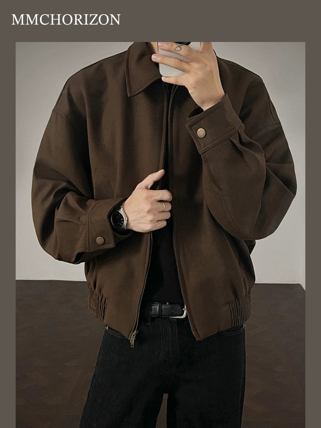 Men's Vintage Contrast Panel Zip-Up Jacket