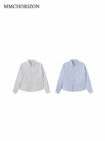 Striped Boxy Shirt – Relaxed Fit Long Sleeve Button-Up