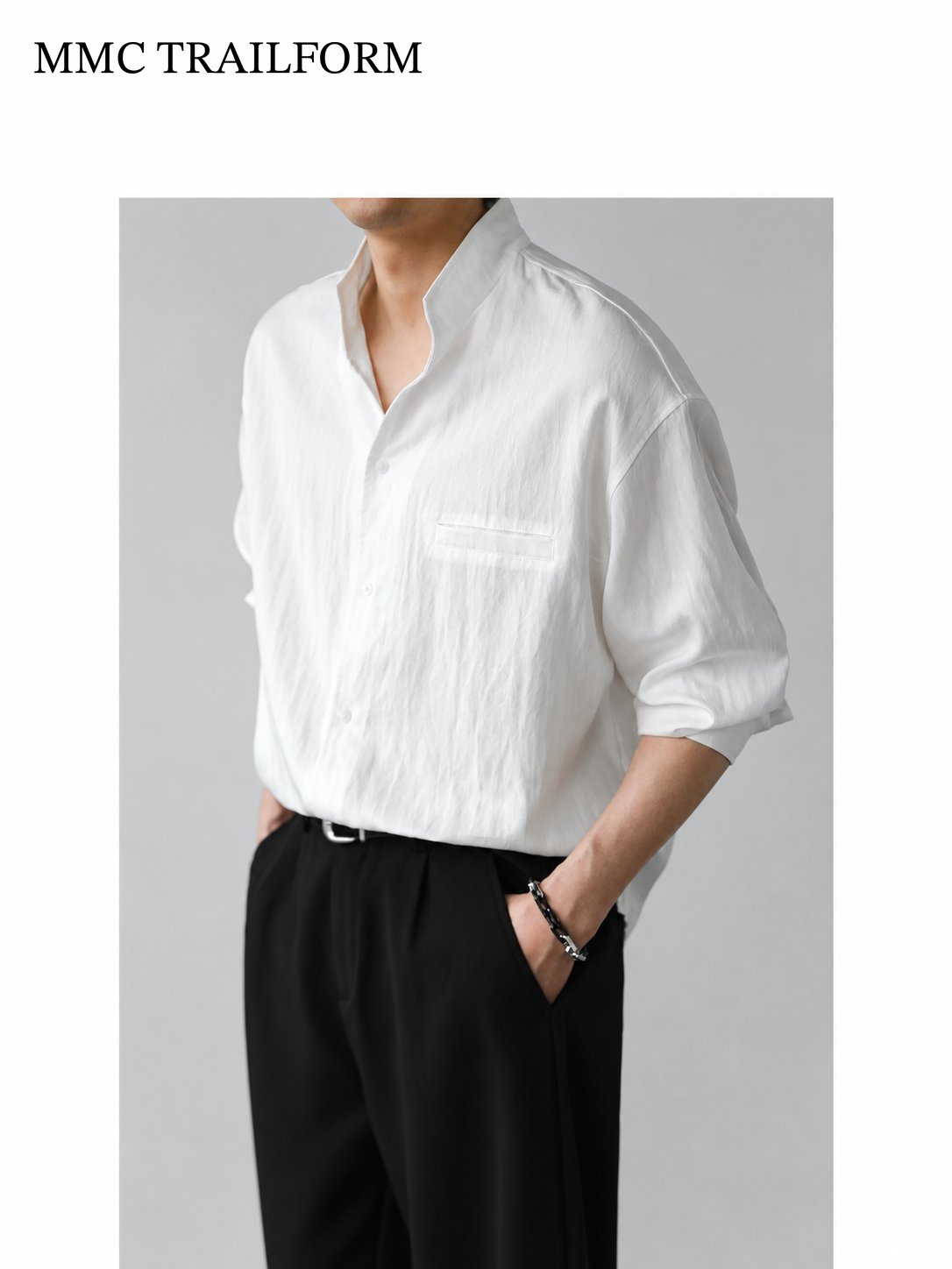 Men's Relaxed Lyocell Stand Collar Shirt