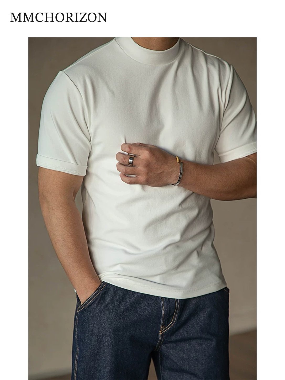 Men's Heavyweight Stretch Mock Neck T-Shirt
