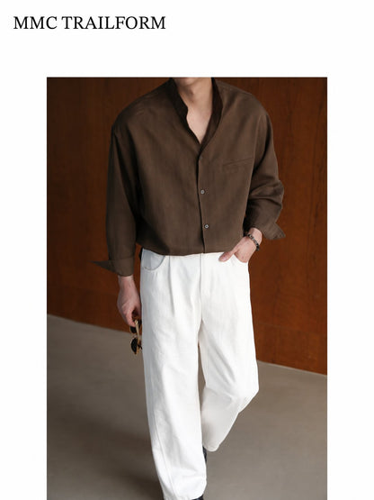 Men's Relaxed Lyocell Stand Collar Shirt
