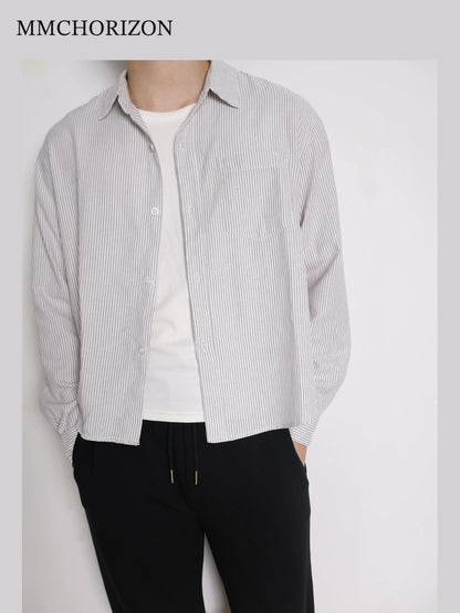 Striped Boxy Shirt – Relaxed Fit Long Sleeve Button-Up