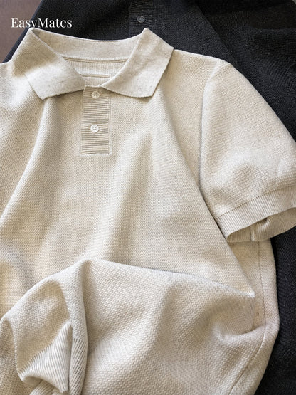 Men's Linen‑Blend Knit Short‑Sleeve Polo Shirt