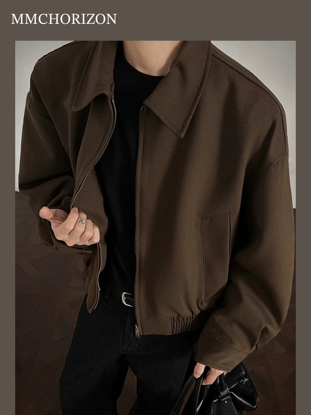Men's Vintage Contrast Panel Zip-Up Jacket