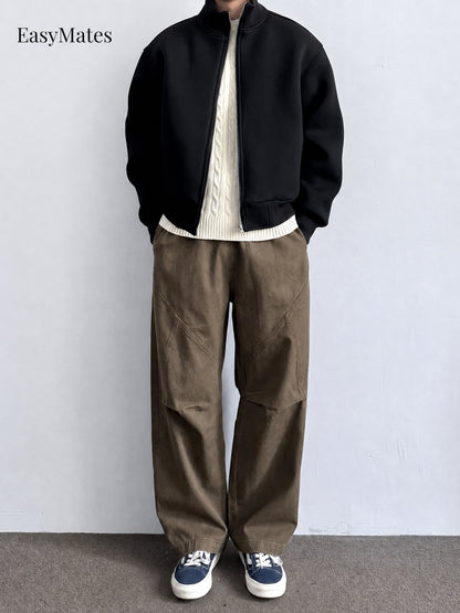 Men's Stand Collar Zip-Up Casual Jacket