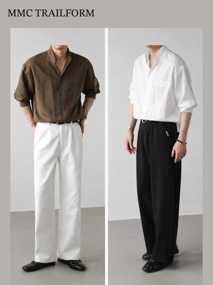 Men's Relaxed Lyocell Stand Collar Shirt