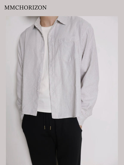 Striped Boxy Shirt – Relaxed Fit Long Sleeve Button-Up