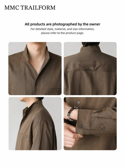 Men's Relaxed Lyocell Stand Collar Shirt