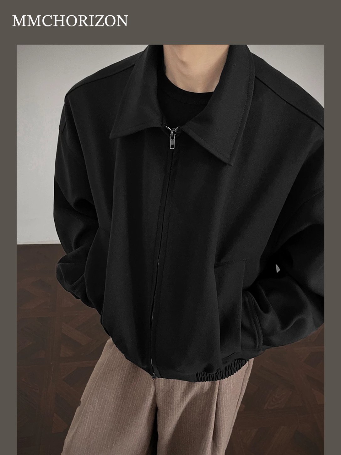 Men's Vintage Contrast Panel Zip-Up Jacket