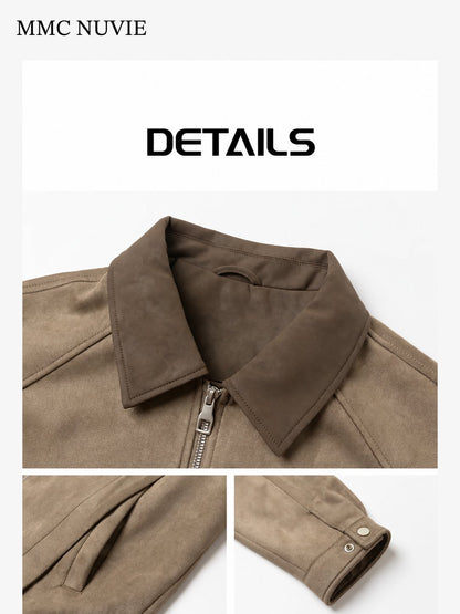 Men's Vintage Contrast Collar Zip-Up Jacket