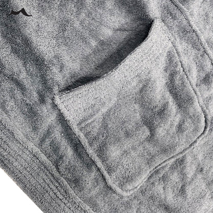 Men's Hooded Fleece Bathrobe Plush Long Spa Robe