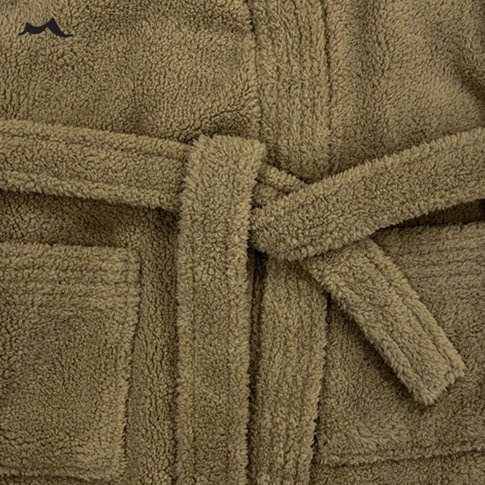 Men's Hooded Fleece Bathrobe Plush Long Spa Robe