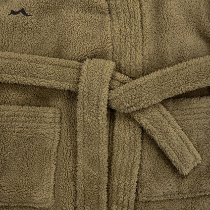 Men's Hooded Fleece Bathrobe Plush Long Spa Robe