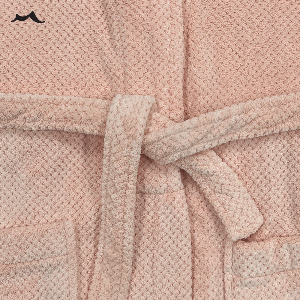 Men's Hooded Fleece Bathrobe Plush Long Spa Robe