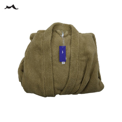 Men's Hooded Fleece Bathrobe Plush Long Spa Robe