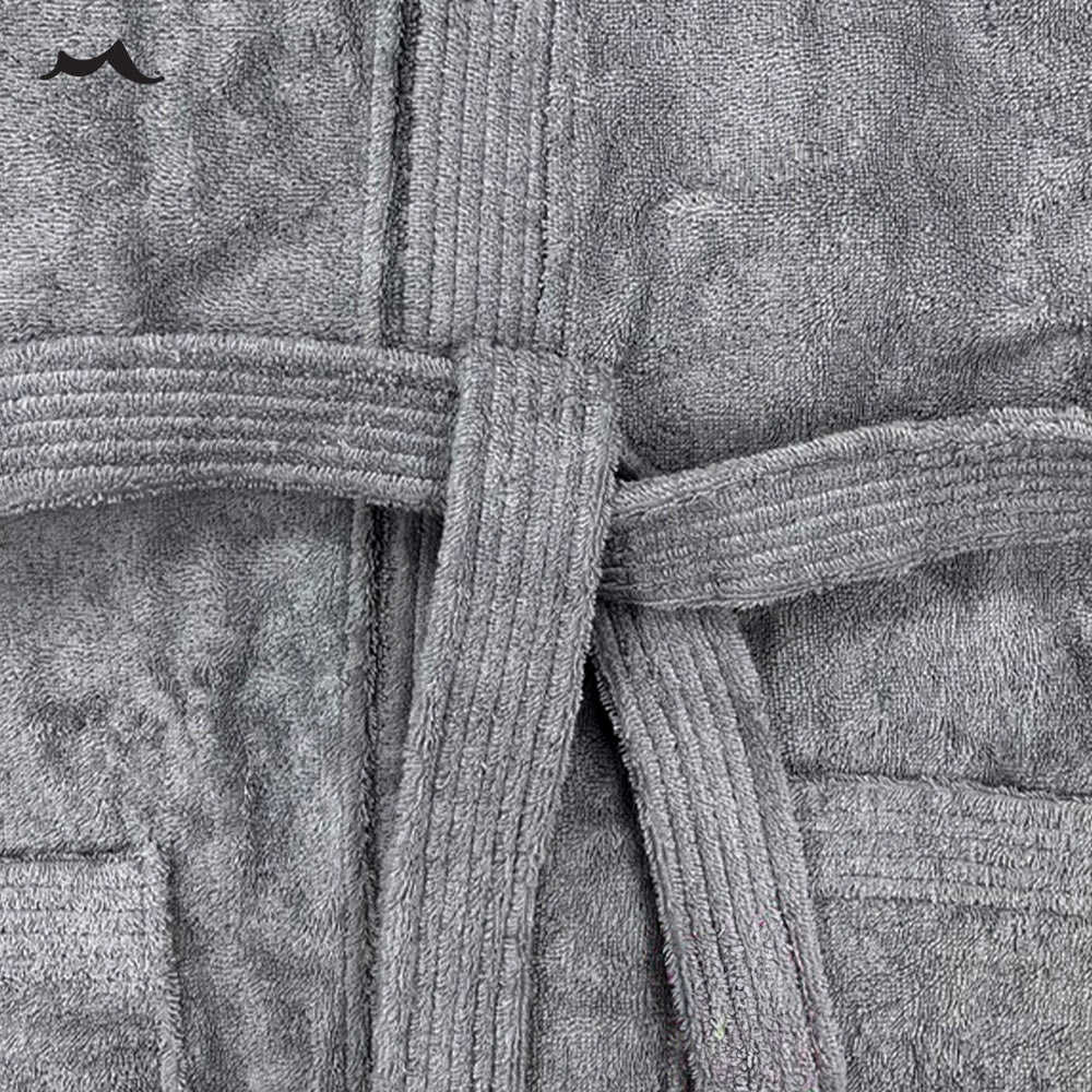 Men's Hooded Fleece Bathrobe Plush Long Spa Robe