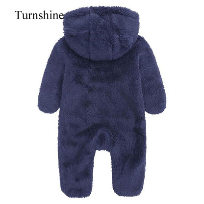 Turnshine Baby Jumpsuit Hooded Fleece Rompers Long Sleeve Onesies Outwear Outfits