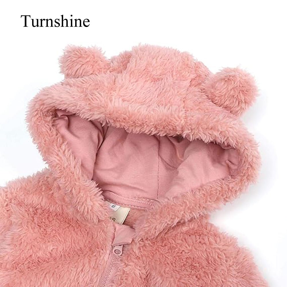 Turnshine Baby Jumpsuit Hooded Fleece Rompers Long Sleeve Onesies Outwear Outfits