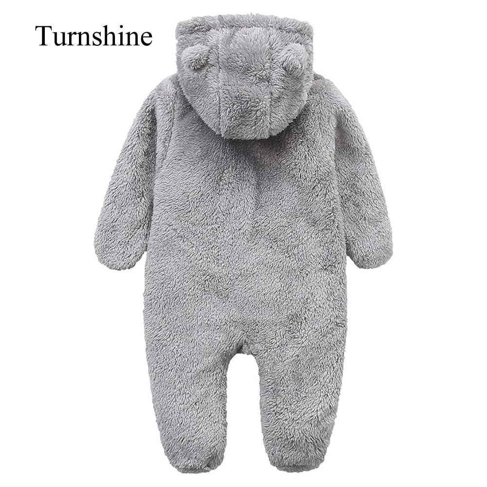 Turnshine Baby Jumpsuit Hooded Fleece Rompers Long Sleeve Onesies Outwear Outfits