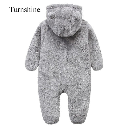 Turnshine Baby Jumpsuit Hooded Fleece Rompers Long Sleeve Onesies Outwear Outfits