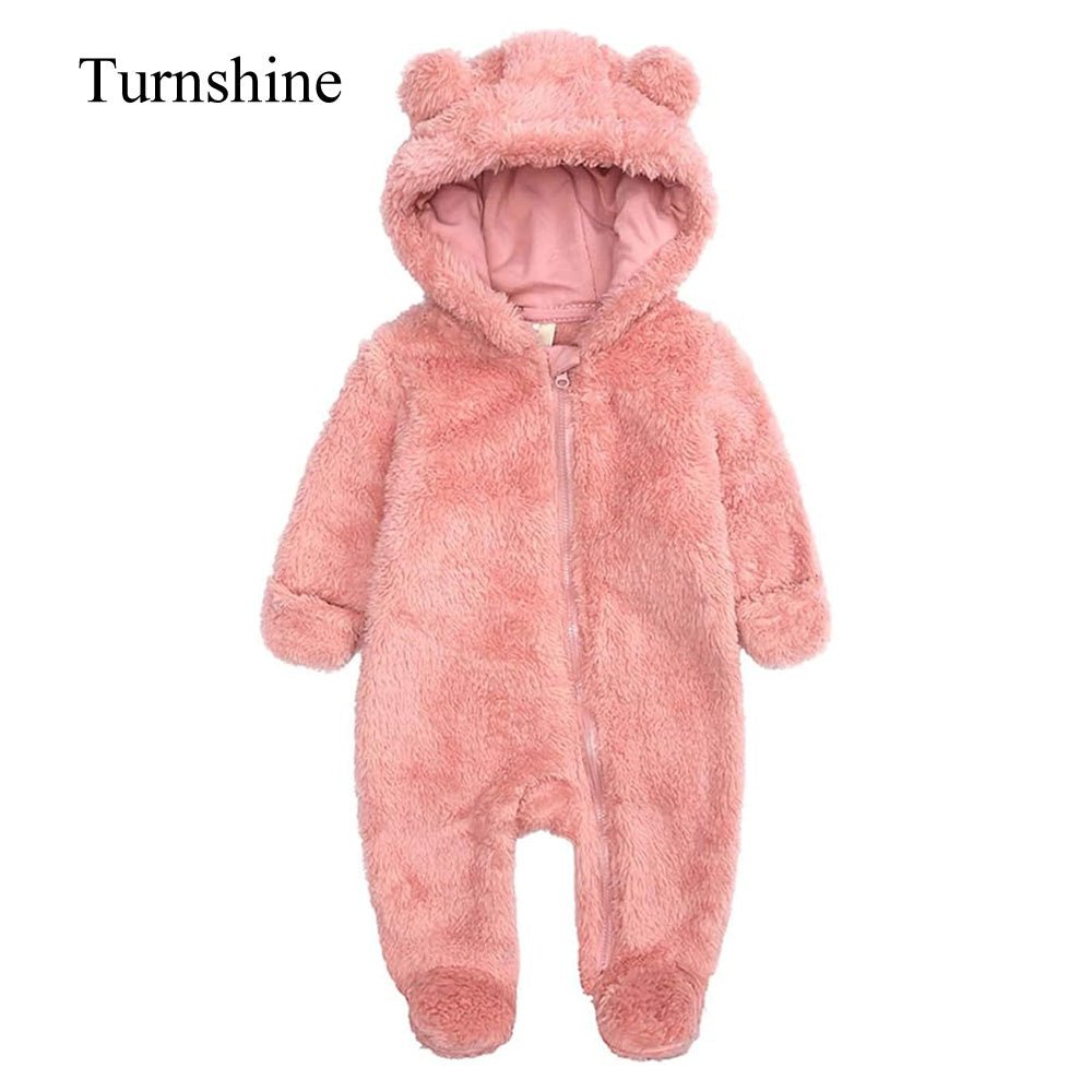 Turnshine Baby Jumpsuit Hooded Fleece Rompers Long Sleeve Onesies Outwear Outfits