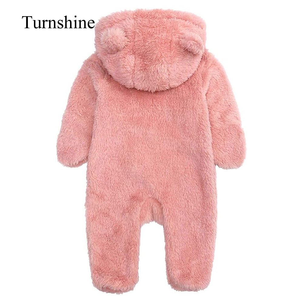 Turnshine Baby Jumpsuit Hooded Fleece Rompers Long Sleeve Onesies Outwear Outfits