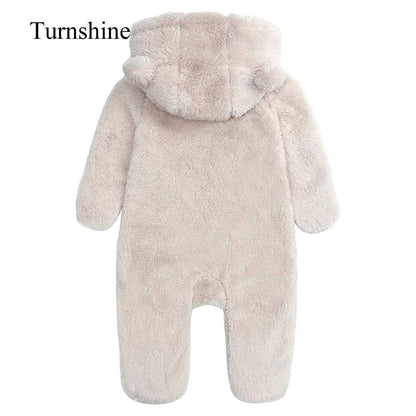Turnshine Baby Jumpsuit Hooded Fleece Rompers Long Sleeve Onesies Outwear Outfits