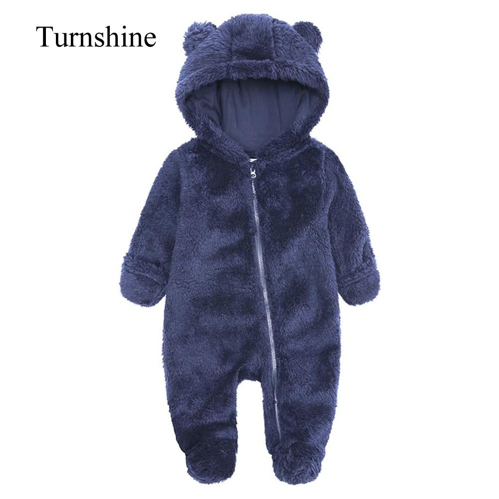 Turnshine Baby Jumpsuit Hooded Fleece Rompers Long Sleeve Onesies Outwear Outfits