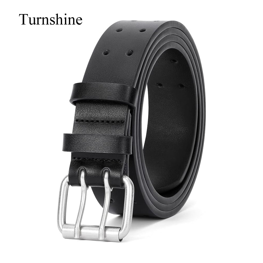 Turnshine Mens Casual Dress PU Leather Black Waist Belt Belt