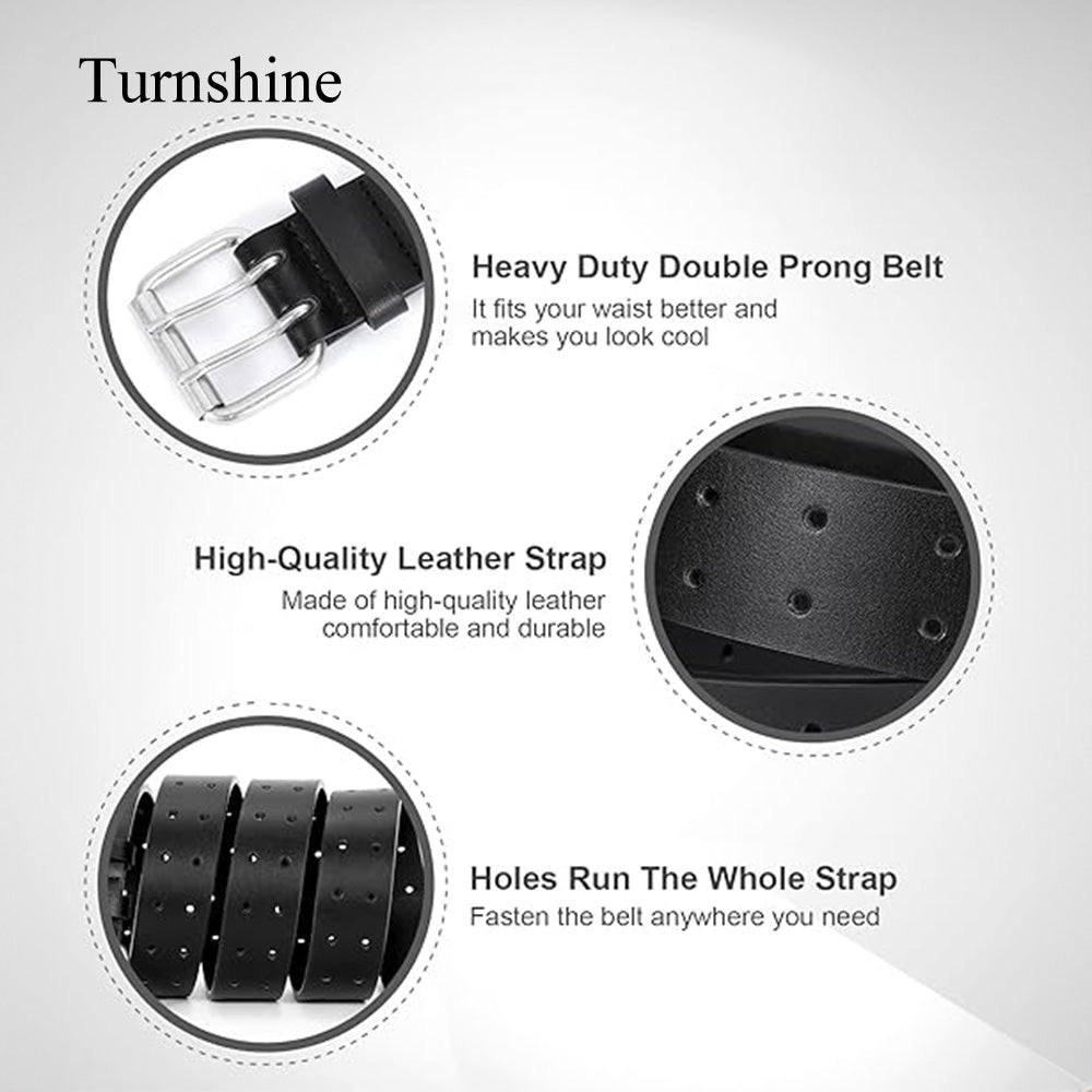 Turnshine Mens Casual Dress PU Leather Black Waist Belt Belt