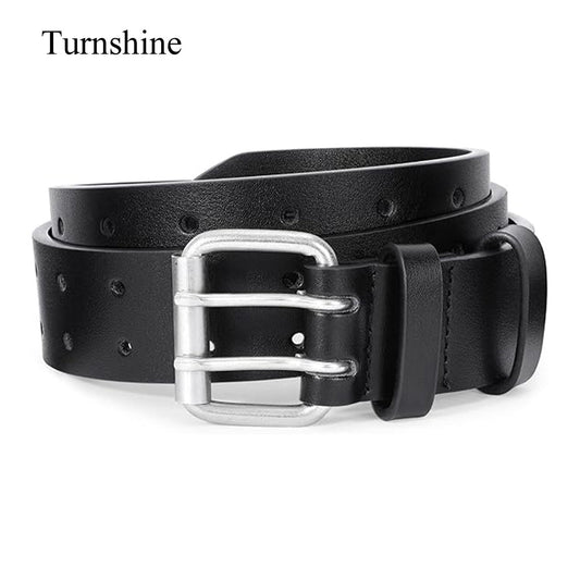 Turnshine Mens Casual Dress PU Leather Black Waist Belt Belt