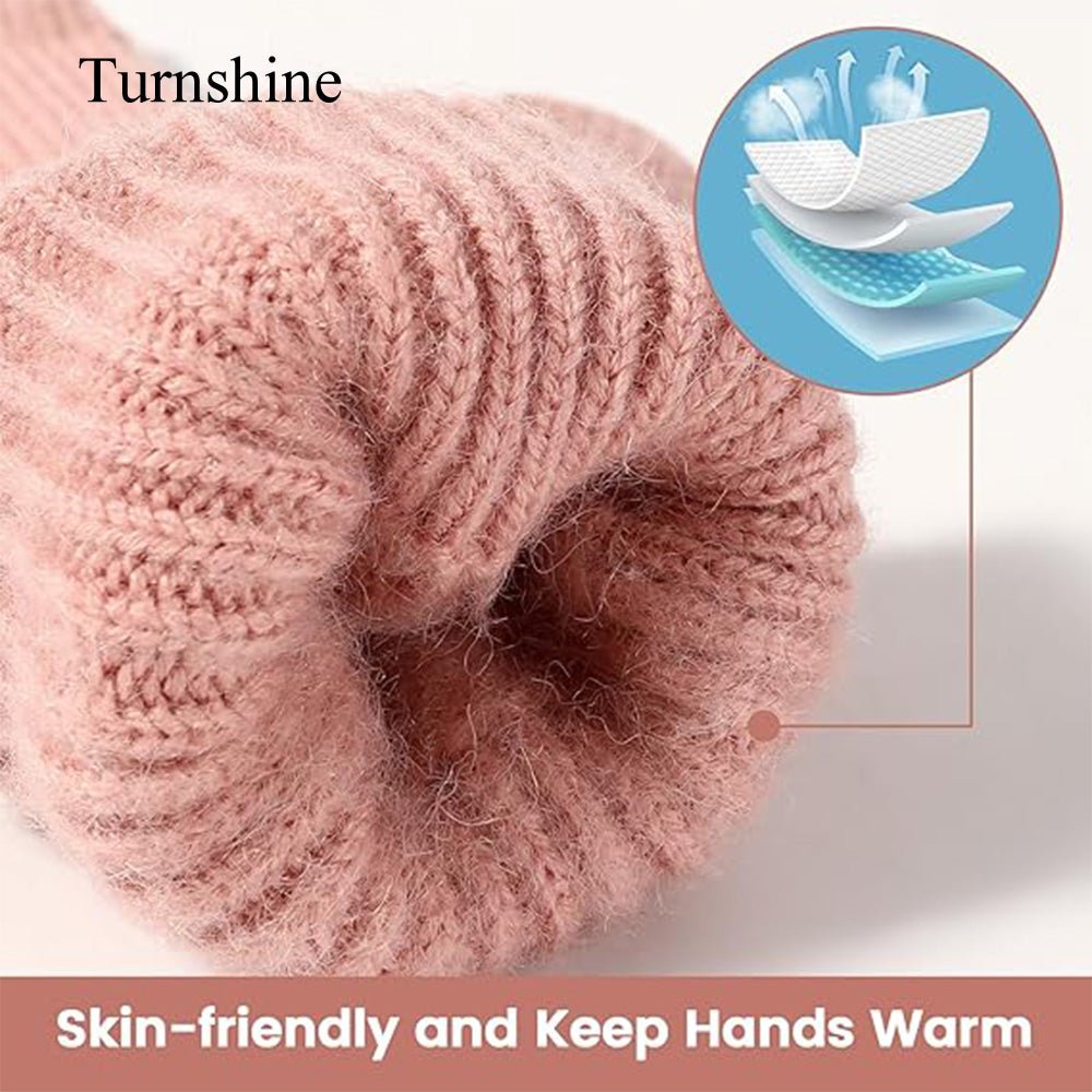 Turnshine Unisex Cable Knit Winter Warm Gloves Gloves