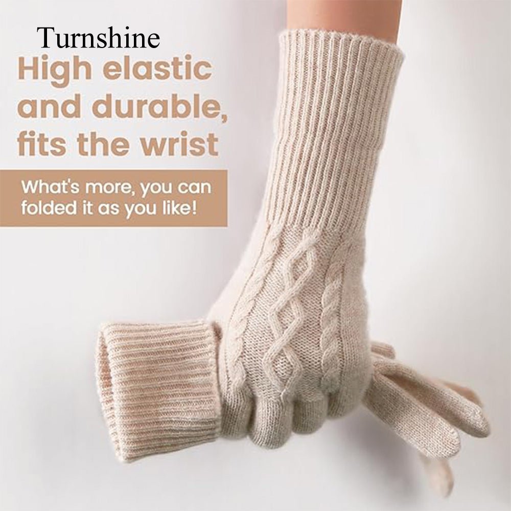 Turnshine Unisex Cable Knit Winter Warm Gloves Gloves